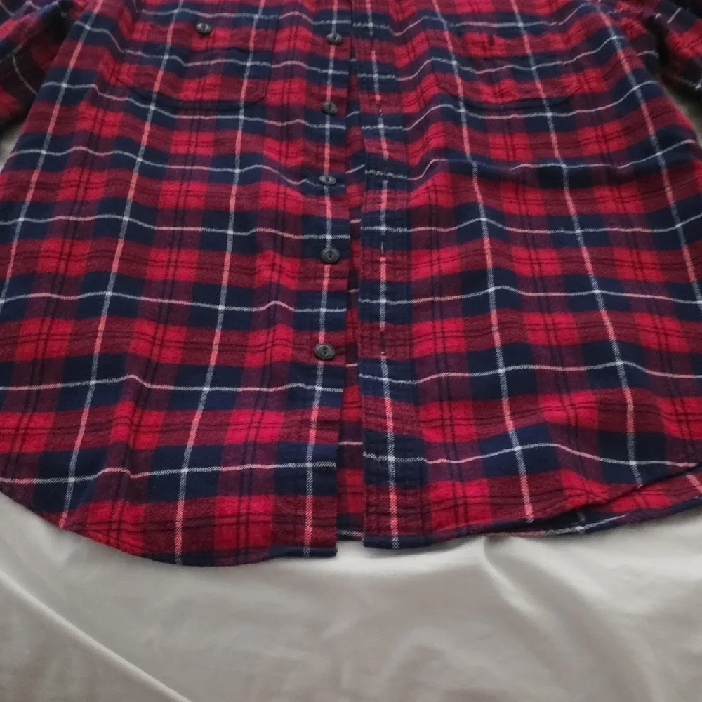 J. Crew Red and Navy Plaid Flannel Shirt
